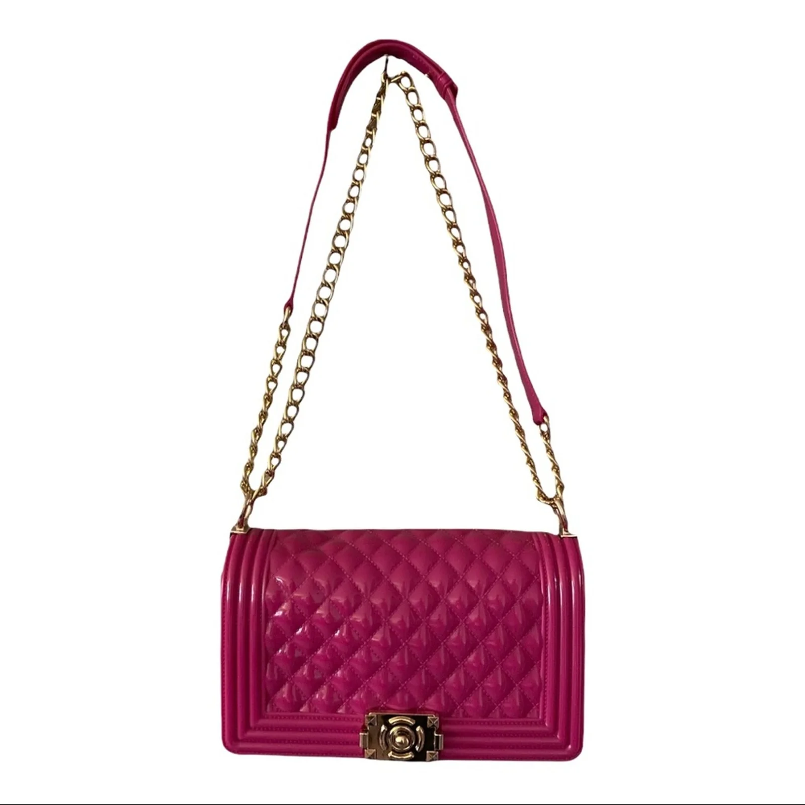 Chic Quilted Pink Shoulder Bag