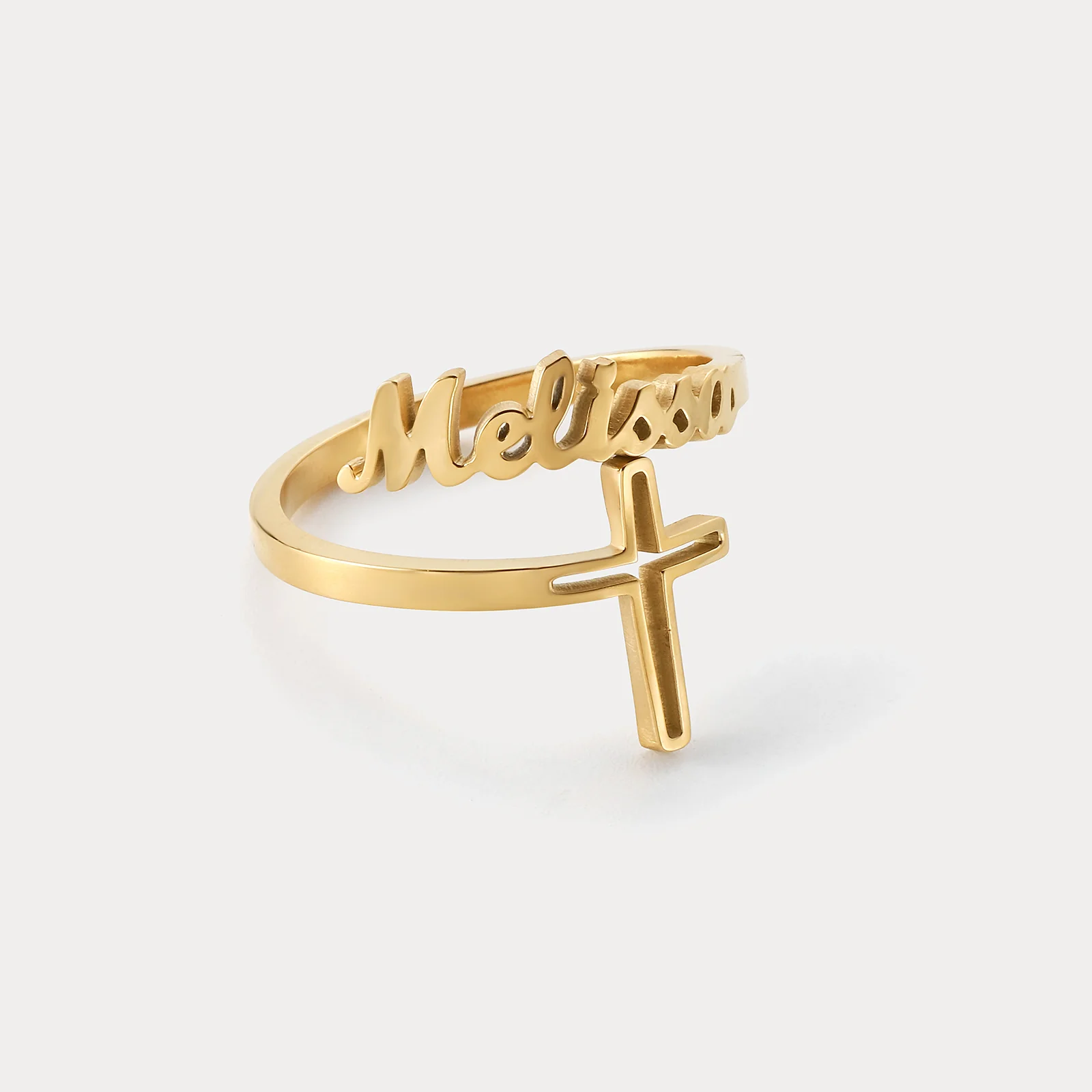 Elegant Personalized Cross Ring