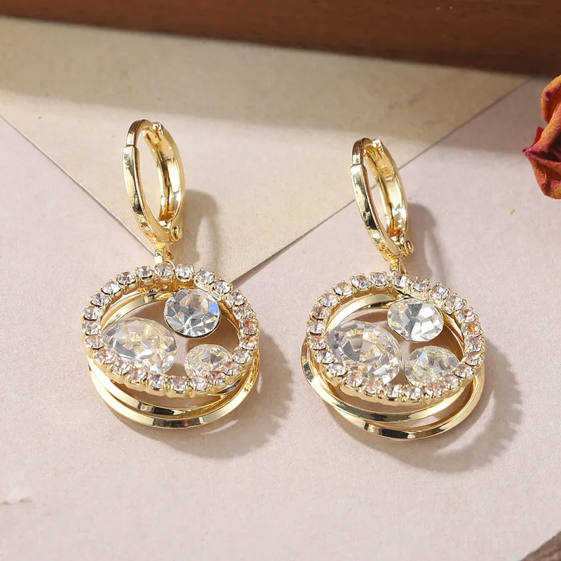 Elegant Gold-Plated Rhinestone Hoop Earrings