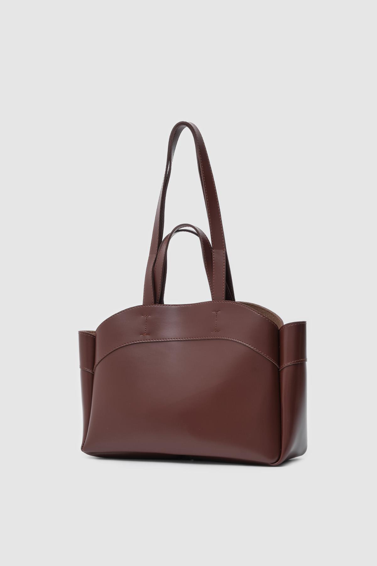 Elegant Brown Faux Leather Tote Bag