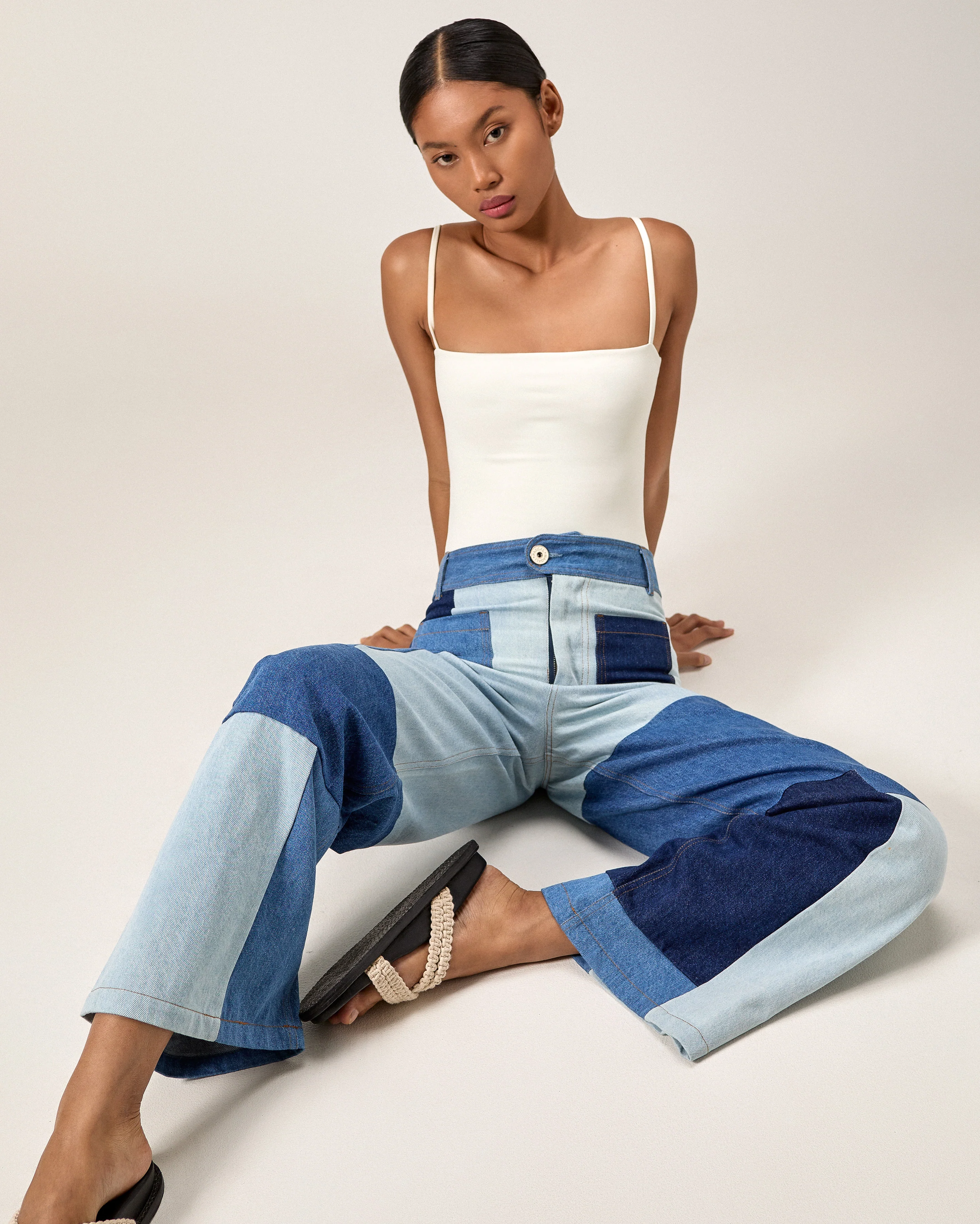 Patchwork Denim Trousers