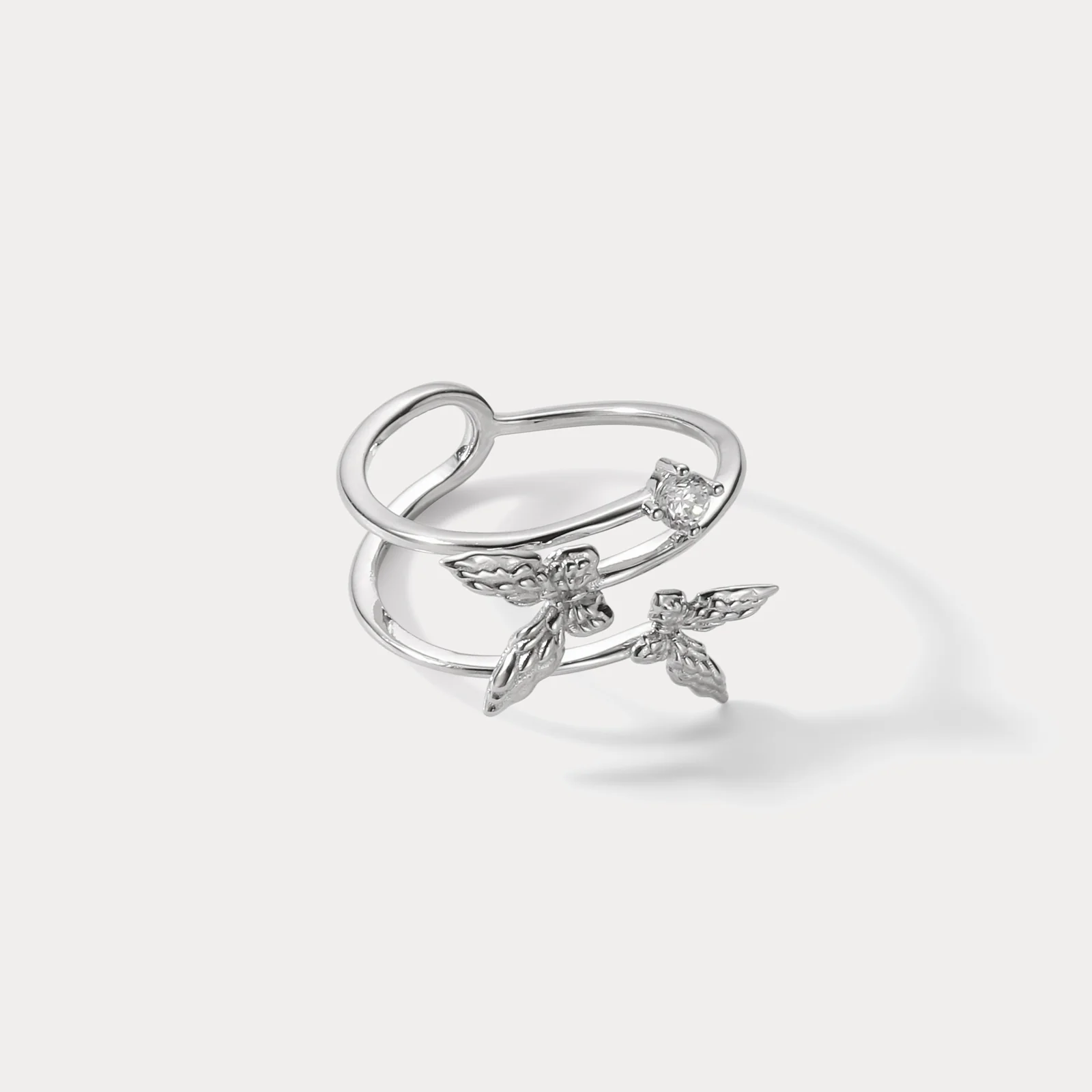 Delicate Leaf Motif Adjustable Ring