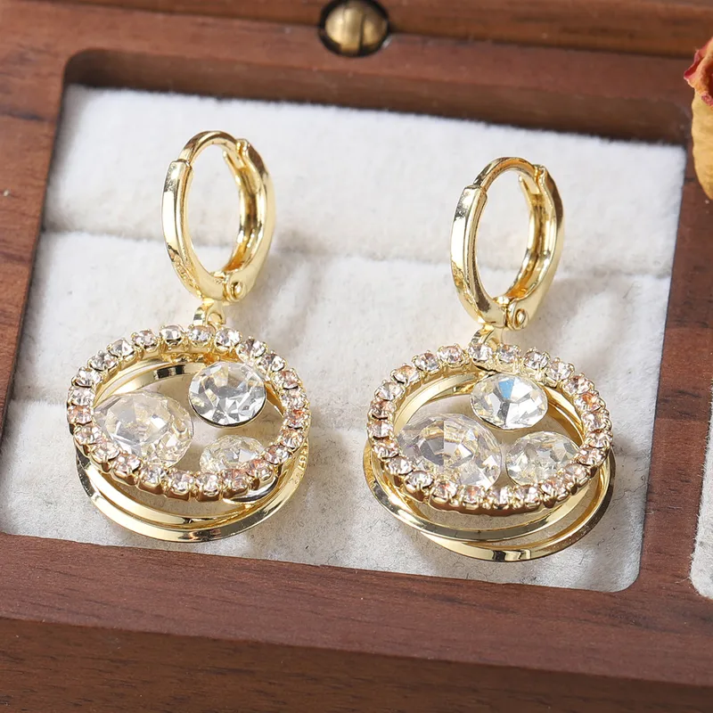 Elegant Gold-Plated Rhinestone Hoop Earrings