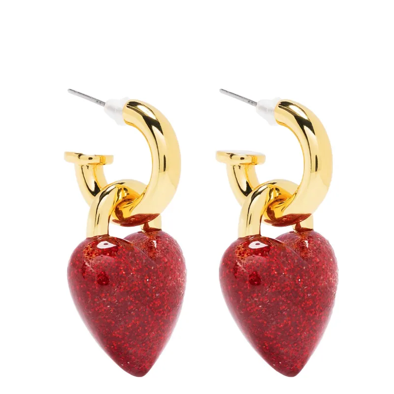 Elegant Red Heart Drop Earrings