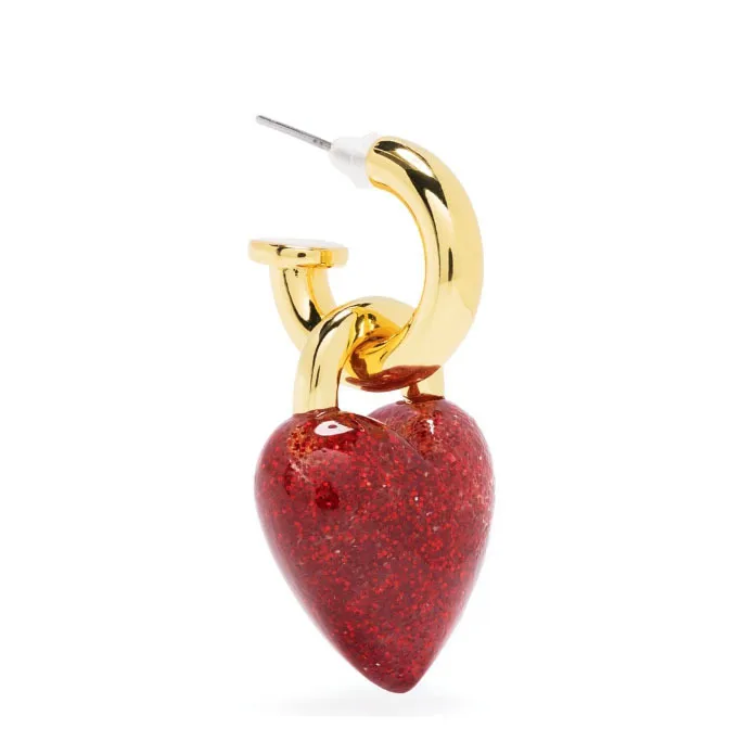 Elegant Red Heart Drop Earrings