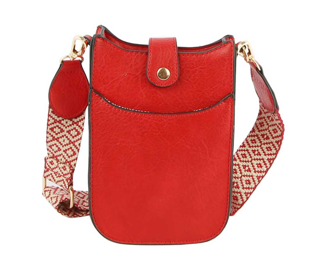 Elegant Red Faux Leather Crossbody Bag